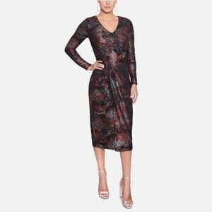 Christian Siriano Black Wrap Dress- Pink Shimmer- V Neck- Size XSmall